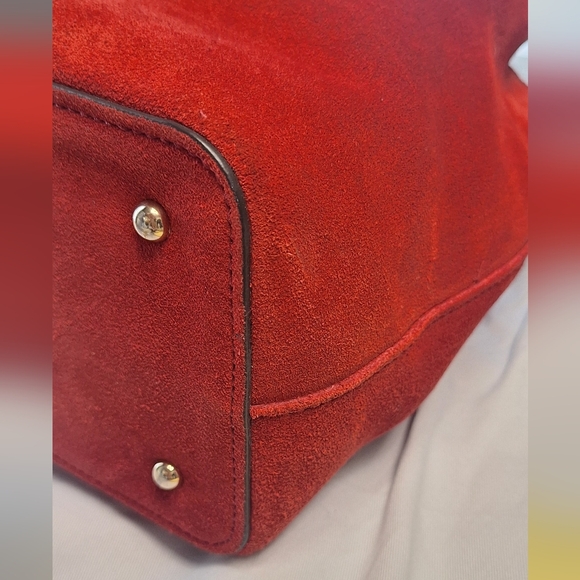 Dooney & Bourke Red Suede Satchel - Picture 4 of 13